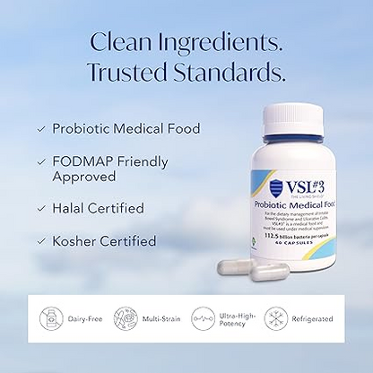 VSL #3® Probiotics for Digestive Health, IBS & UC Symptoms - 112.5B CFUs, High-Potency